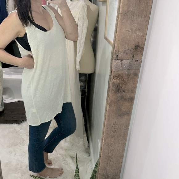 J Jill ivory color Sleeveless knit Tank Top size XLarge linen rayon blend fabric - Picture 2 of 4